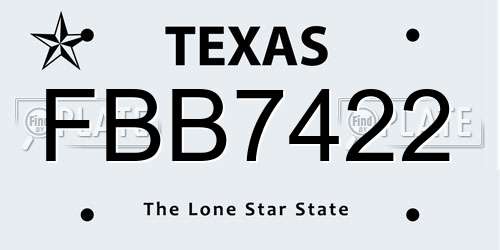 FBB7422 Texas License Plate