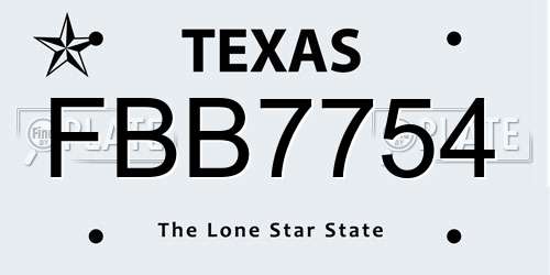 FBB7754 Texas License Plate