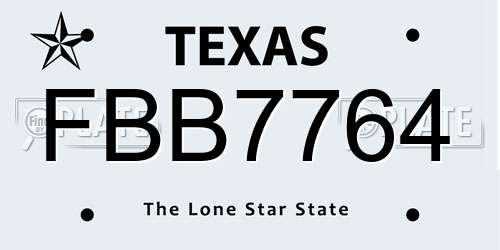 FBB7764 Texas License Plate