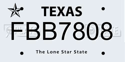 FBB7808 Texas License Plate