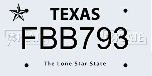 FBB793 Texas License Plate