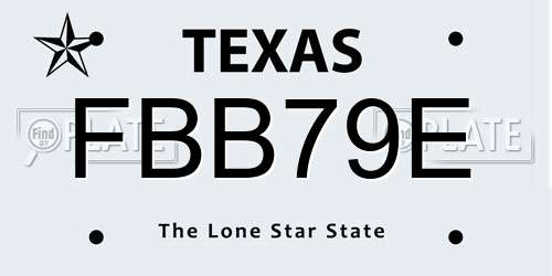 FBB79E Texas License Plate