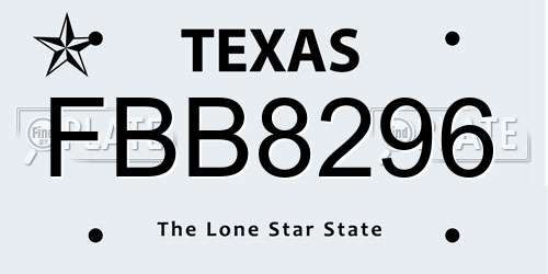 FBB8296 Texas License Plate