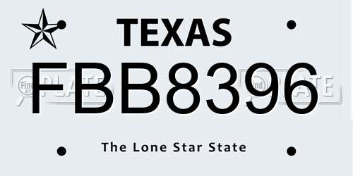 FBB8396 Texas License Plate