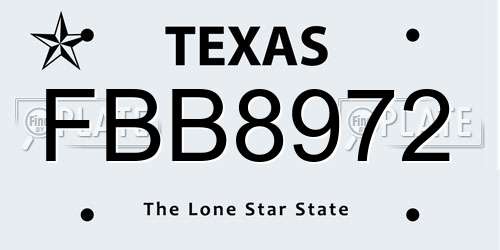 FBB8972 Texas License Plate