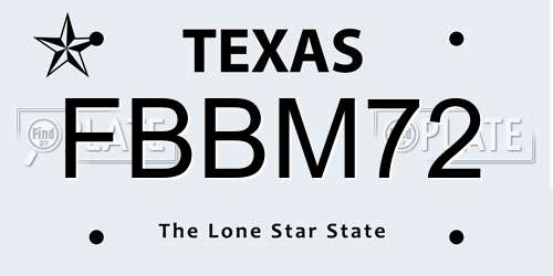 FBBM72 Texas License Plate