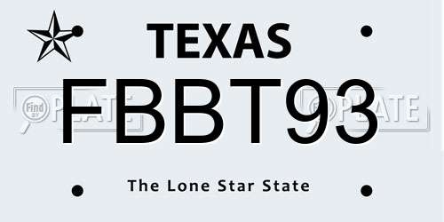 FBBT93 Texas License Plate