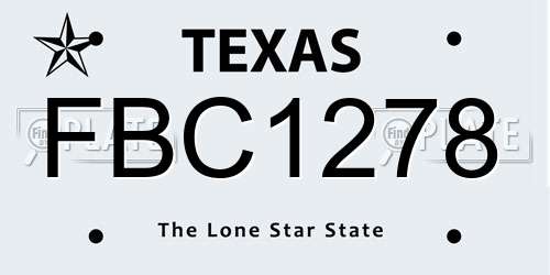 FBC1278 Texas License Plate