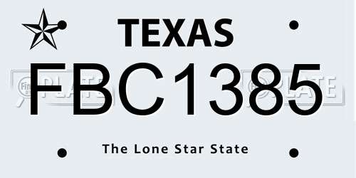 FBC1385 Texas License Plate