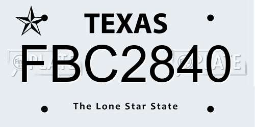 FBC2840 Texas License Plate