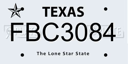 FBC3084 Texas License Plate