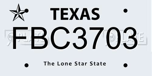 FBC3703 Texas License Plate