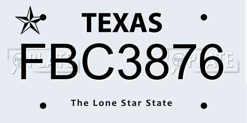 FBC3876 Texas License Plate