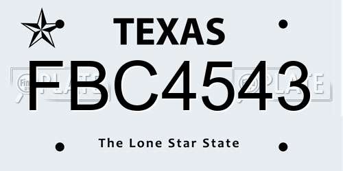 FBC4543 Texas License Plate