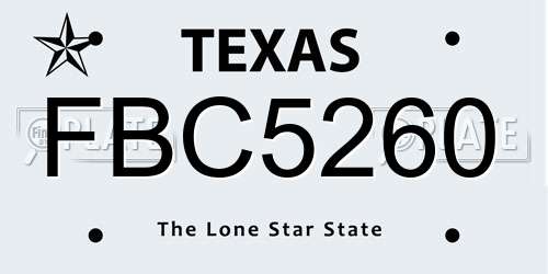 FBC5260 Texas License Plate