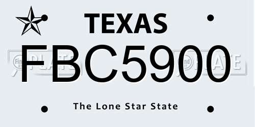 FBC5900 Texas License Plate