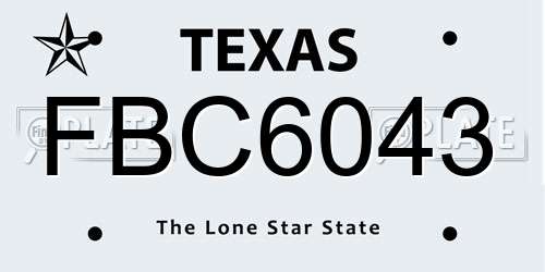 FBC6043 Texas License Plate