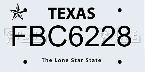 FBC6228 Texas License Plate