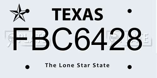 FBC6428 Texas License Plate