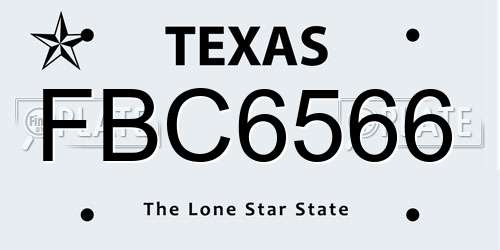 FBC6566 Texas License Plate