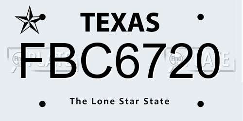 FBC6720 Texas License Plate