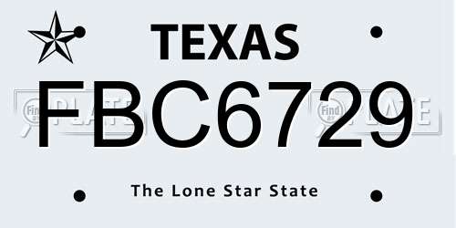 FBC6729 Texas License Plate