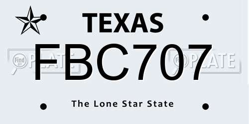 FBC707 Texas License Plate