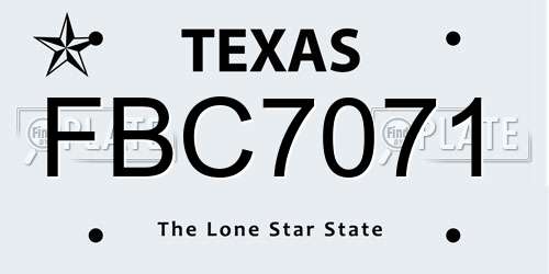 FBC7071 Texas License Plate