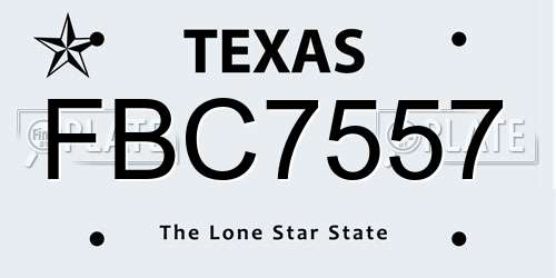 FBC7557 Texas License Plate