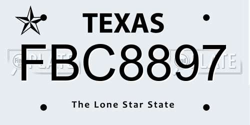 FBC8897 Texas License Plate