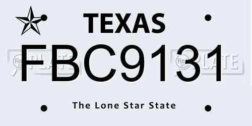 FBC9131 Texas License Plate