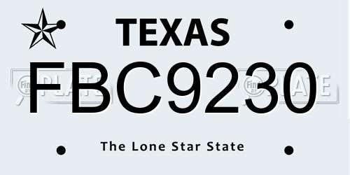 FBC9230 Texas License Plate