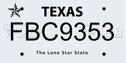 FBC9353 Texas License Plate