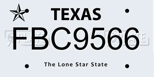 FBC9566 Texas License Plate