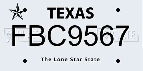 FBC9567 Texas License Plate