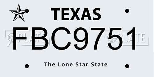 FBC9751 Texas License Plate