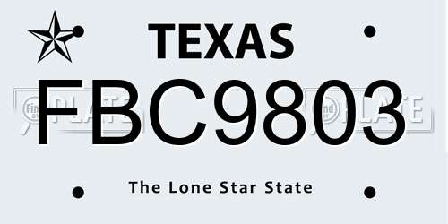 FBC9803 Texas License Plate