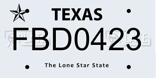FBD0423 Texas License Plate