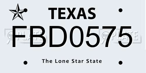 FBD0575 Texas License Plate