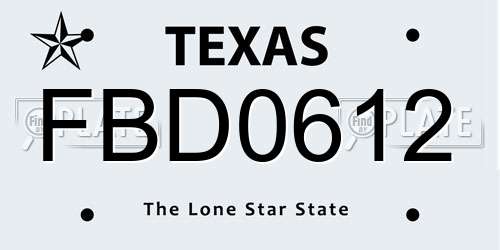 FBD0612 Texas License Plate