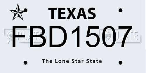 FBD1507 Texas License Plate