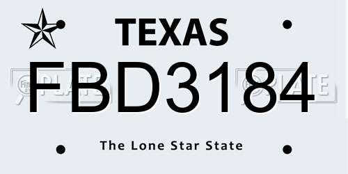 FBD3184 Texas License Plate