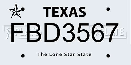 FBD3567 Texas License Plate