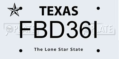 FBD36I Texas License Plate