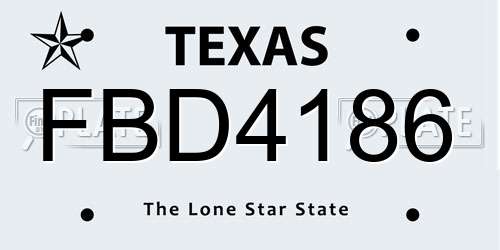 FBD4186 Texas License Plate