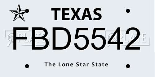 FBD5542 Texas License Plate