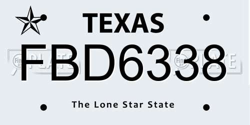 FBD6338 Texas License Plate