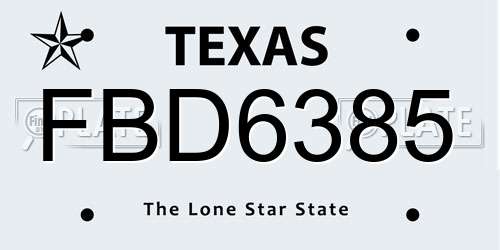 FBD6385 Texas License Plate