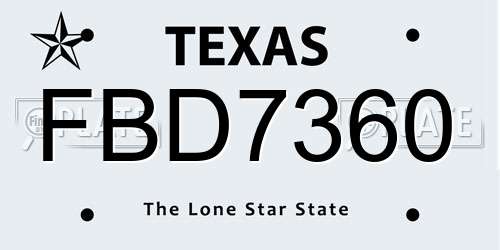 FBD7360 Texas License Plate