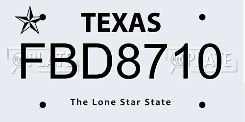 FBD8710 Texas License Plate